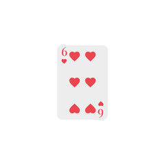 Hearts 6, playing card, vector design
