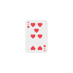 Hearts 7, playing card, vector design
