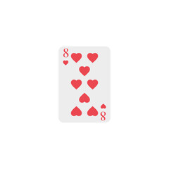 Hearts 8, playing card, vector design
