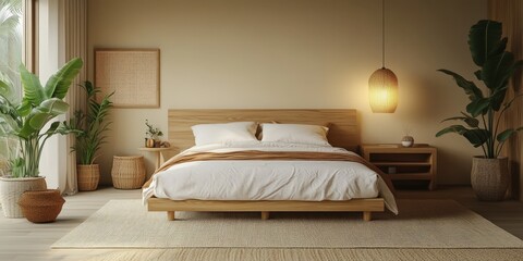 Serene Modern Bedroom with Natural Elements