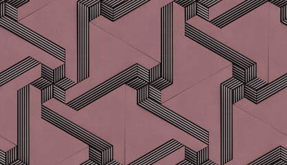 Metallic 3D Kusudama Rhomb Patterns On Mauve Background