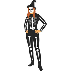 Skeleton Costume For Halloween Vector Illustration