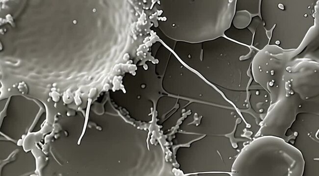 Scene of micro cell bacteria illustration close up, Camera slow motion with different angles