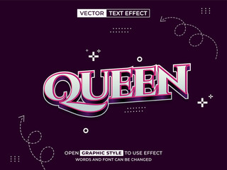 queen editable text, font effect, 3d text for title