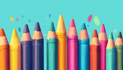 A digital illustration of vibrant coloring pencils