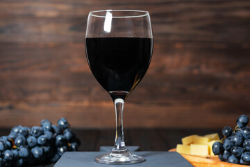 Red Wine with Grapes and Cheese