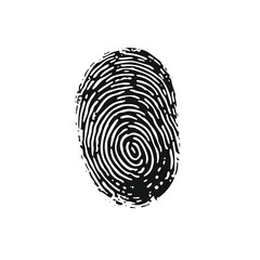 a fingerprint, in a simple black-and-white style, cut out