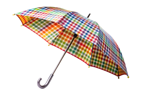 Colorful gingham umbrella isolated on transparent background