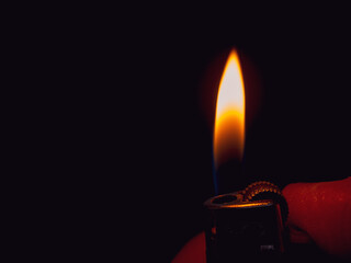 The lighter produces a spark, creating fire. Symbol of danger, potential explosion and fire. Ideal...