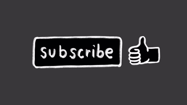 Pop up and Clicking on a subscribe button, Like animation icon, motion graphic template on a transparent background, alpha channel: style 6 scribble, white hand drawn style, wiggle