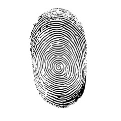 a fingerprint, in a simple black-and-white style, cut out