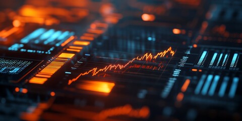 Obraz premium A digital seismograph displays detailed earthquake data on a monitor, using vibrant colors and patterns essential for analyzing and understanding seismic activity within the Earth