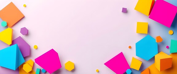 Colourful 3D Banner with Geometric Lines