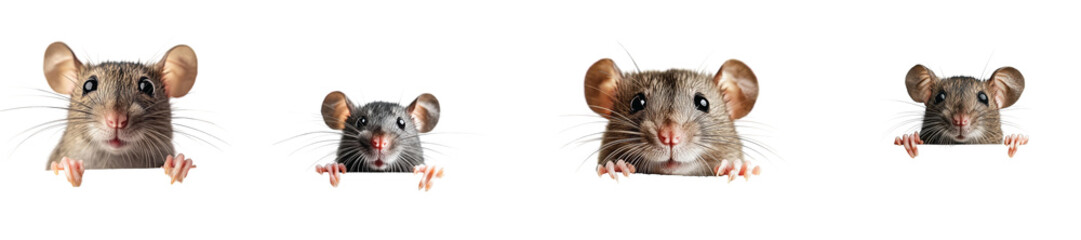 Curious mice explore their vibrant world in playful poses, on the Transparent background, PNG Format