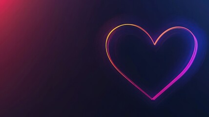 Glowing neon heart on dark background with vibrant colors
