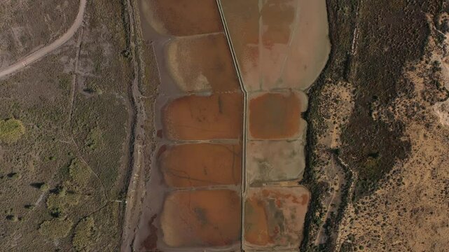 Aerial view of the Rasall salt flats, in Murcia.
