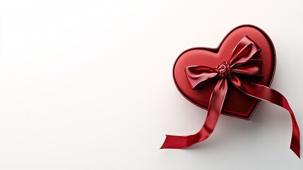 Elegant Red Gift Box with Bow - Heart Design