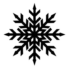Stylized black snowflake icon symbolizing winter and cold in graphic design