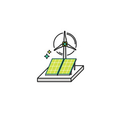 Solar and Wind Energy Vector outline 3D icon