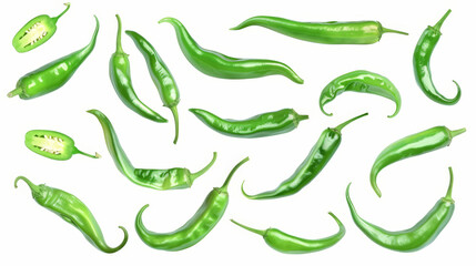 green chili pepper isolated on white
