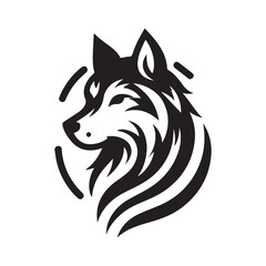 Fototapeta premium Minimalist wolf logo with white background