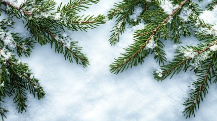 Obraz premium Close-up of Snow-covered Thuja Branches in Winter