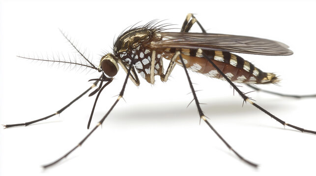 Macro Shot of Blood Sucking Mosquito on a Clean White Background