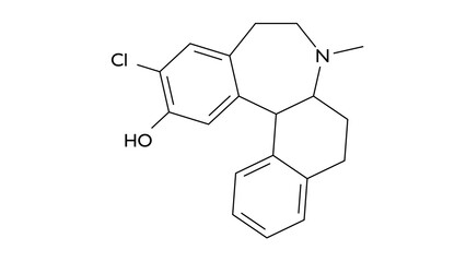 ecopipam molecule, structural chemical formula, ball-and-stick model, isolated image dopamine antagonist