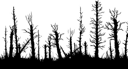Forest destruction silhouette
