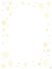 Frame with Golden and Silver Snowflakes, Card, Christmas Frame, Snowflakes Border, Holiday, Winter, Christmas Background, Frame, New Year