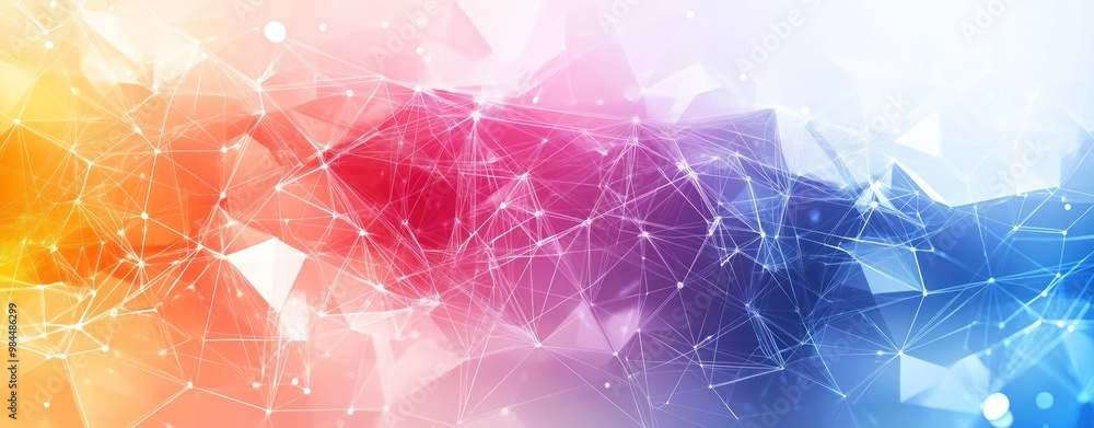 Poster abstract polygonal background with colorful shapes and connection lines
