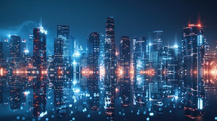 Obraz premium Futuristic Cityscape with Glowing Lights