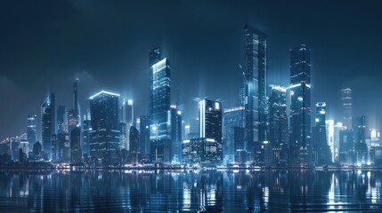 Obraz premium Night Cityscape with Reflections