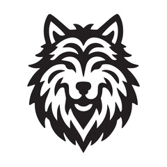 Minimalist wolf logo with white background