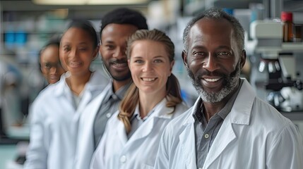Obraz premium Diverse Team of Smiling Doctors in Hospital