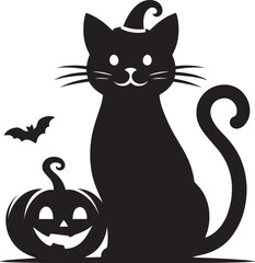 Halloween scary cat silhouette vector illustration isolated on a white background