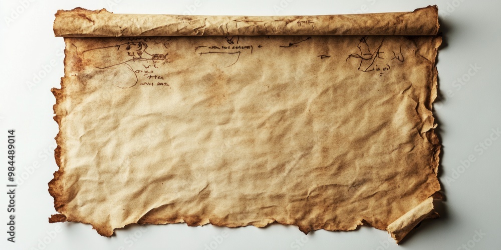 Aufkleber an ancient scroll with a weathered surface. this image evokes a sense of history. ideal for illustra