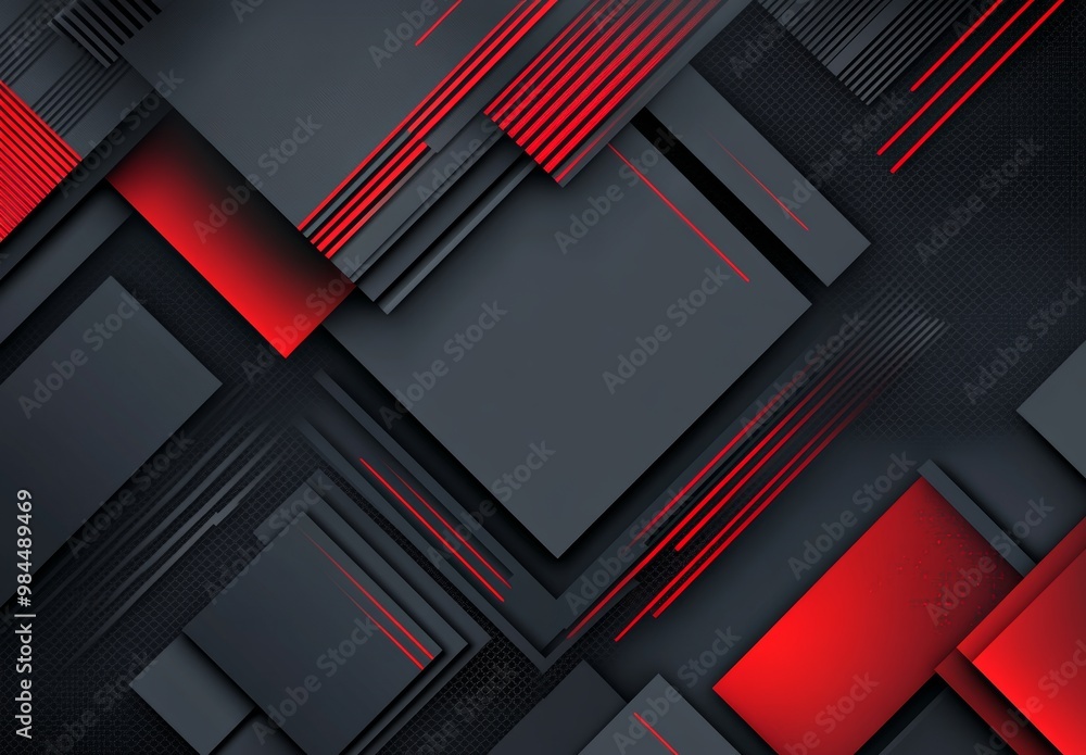 Poster modern decorative design with abstract geometric red pattern in the background