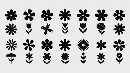 Elegant Black Flower Silhouette Collection