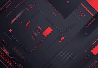 In this modern decorative design, abstract geometric red patterns dominate the background
