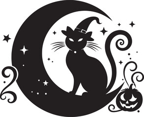 Halloween scary cat silhouette vector illustration isolated on a white background