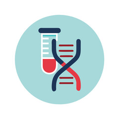 Medical DNA test icon in modern flat style with blue and red colors, design concept