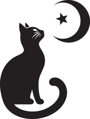 Halloween scary cat silhouette vector illustration isolated on a white background