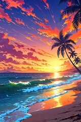 Fototapeta premium sunset on the beach 2