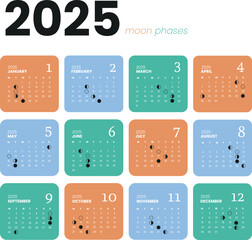 Calendar for 2025 with moon phases