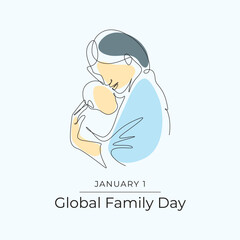 Global Family Day vector design template good for celebration usage. Global Family Day design. continuous line drawing. eps 10.