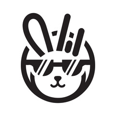 Minimalist rabbit logo with white background