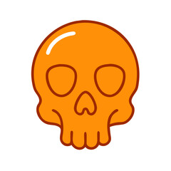 Fototapeta premium simple Orange Skull Icon, Halloween Concept, Vector Illustration