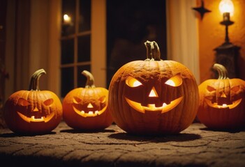 Halloween day background with pumpkin and candles.Illustration for banners, posters, greetings and Halloween celebrations.