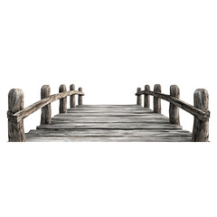 Naklejka premium Wooden pier with old wooden pillars, cut out